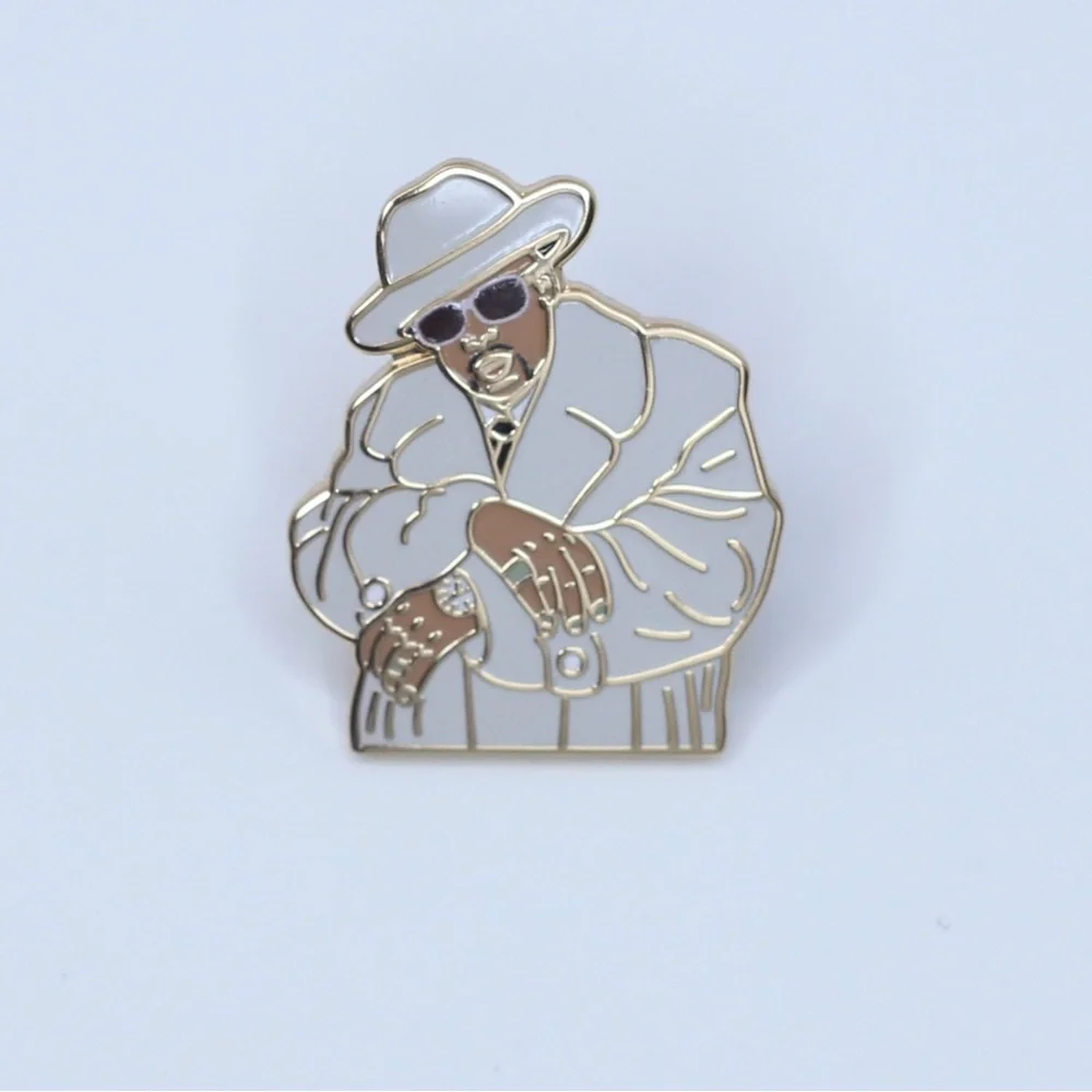 Tony Snow (pimp-c) player Stylish White and Gold Enamel Pin - Picture 11 of 11